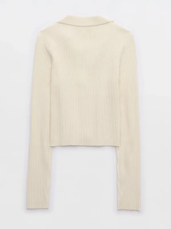 Aerie Gotta Jet! Polo Sweater Cardigan Large NWT - Image 3