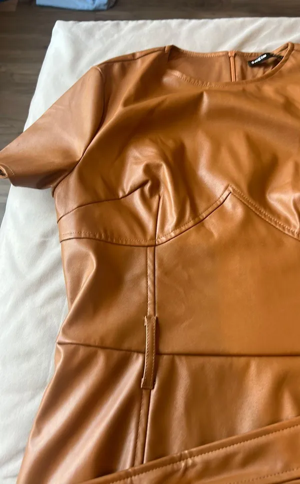 SheIn Brown Leather Dress - Image 6