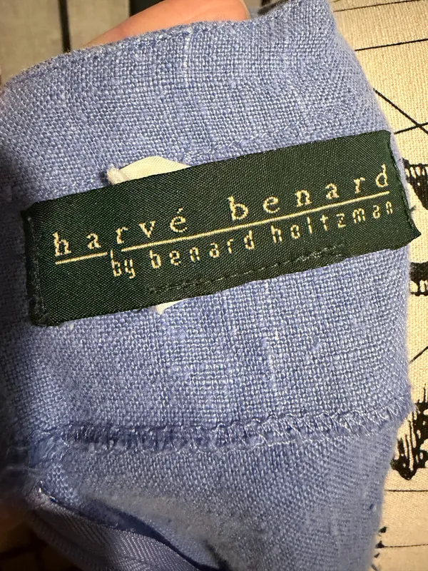 Harve Benard Vintage Linen periwinkle sleeveless V-neck side slits Sz M Maxi Dress Light Blue coastal minimalist - Image 4
