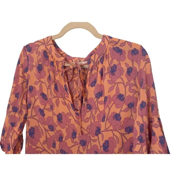 Petal + Pup Mini Dress 4 Peach Floral Paisley Tiered‎ Boho Cottagecore Pockets - Image 5