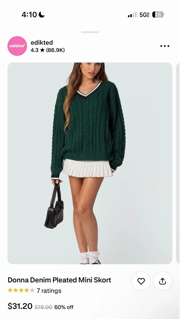 Edikted White Pleated Mini Skirt - Image 3