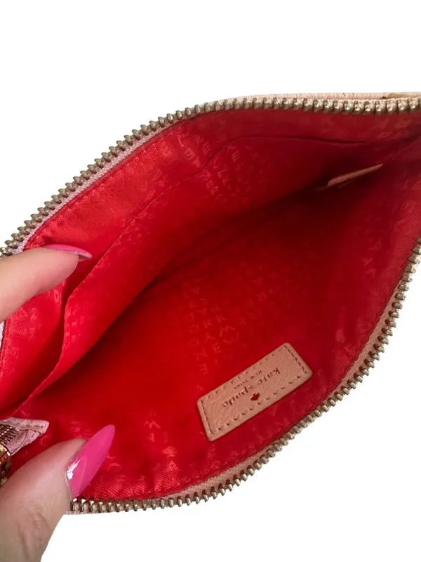 KATE SPADE Pink Pebble Leather Wristlet Clutch - Image 4