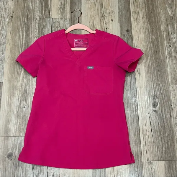 Figs Womens Catarina One Pocket Scrub Top Size XXS Hot Pink - Image 5