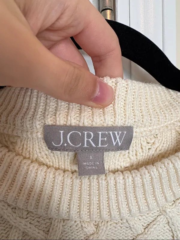 J Crew Cotton cable-knit crewneck sweater Women’s Size S Cotton Fisherman Core - Image 4