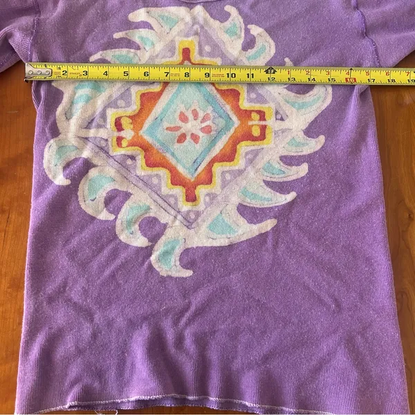 Vintage 70s 80s purple batik thermal top Size Small - Image 13