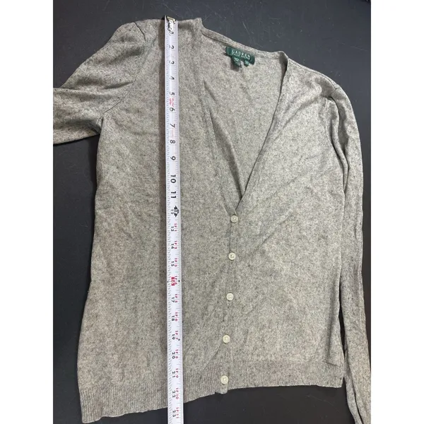 Lauren Ralph Lauren Gray Silk Cashmere Cardigan Sweater XL - Image 6