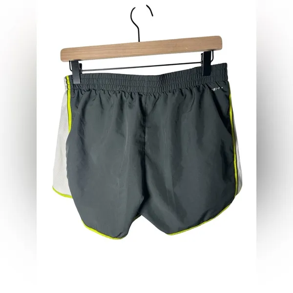 Nike Dri-FIT Tempo Running Shorts Gray‎ White Neon Trim Women’s Size M - Image 4