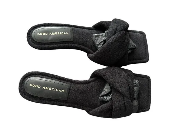 Good American Women's Black Terry Kickstand Low Heel Slide Sandals NWOB size 7.5 - Image 4