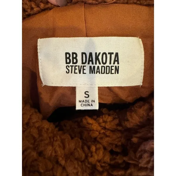 BB Dakota Coat Women Small Brown Sherpa Fuzzy Teddy As‎ She Goes Jacket NWOT - Image 8