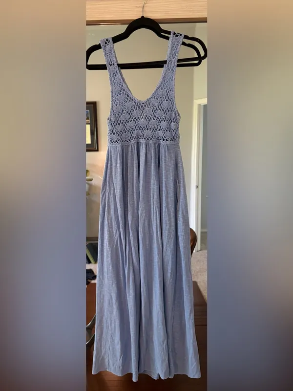 Aerie Crochet dress Maxi Ocean Sky Size XS Extra Small beach boho summer - Image 5