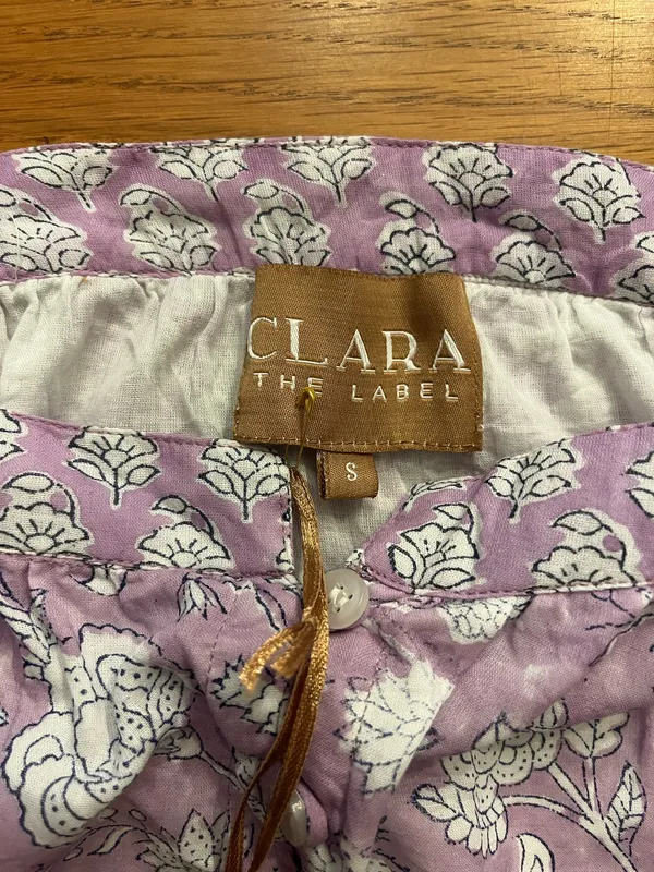 Purple floral puff sleeve square neck button front blouse - Image 2
