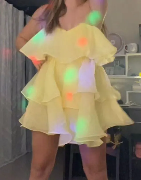 ShopTripleThreads Yellow tiered mini dress Size M - Image 2