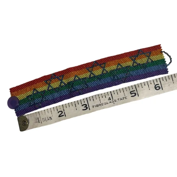 Rainbow Pride Star of David Bracelet HANDMADE Peyote Stitch Glass Seed Beads - Image 4