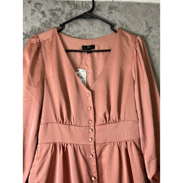 J.Crew Button Front A Line Midi Dress Pink Romantic Cottagecore Feminine 2 NEW‎ - Image 2