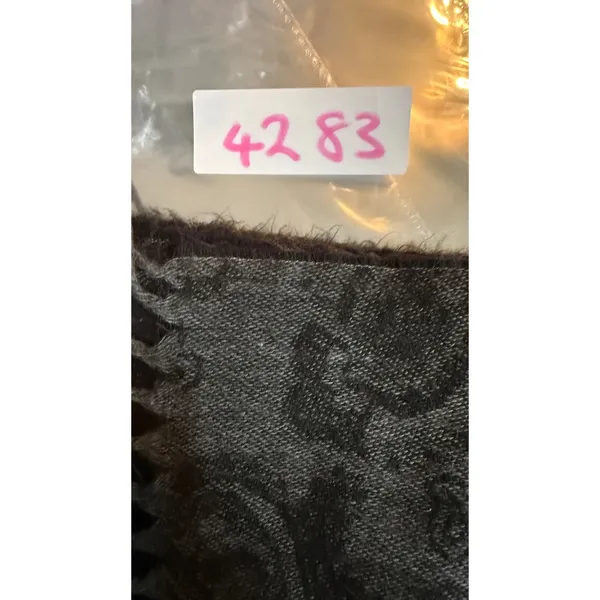 Cejon Made in Italy Charcoal Black Paisley Fringed Acrylic Scarf RN 98072 - Image 7