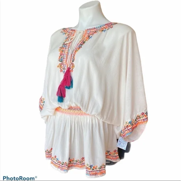 ALTAR’D STATE Bohemian Embroidered Swimsuit Cover Or Blouse Size M NEW - Image 3