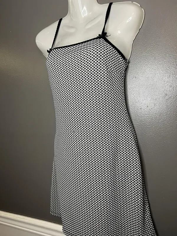 Wild Fable Dress Womens XS Black Check Slip Sundress Mini Square Neck - Image 4