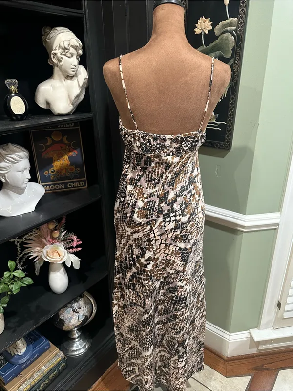 Anthropologie Square‑Neck Snakeskin Print Slip Dress – Spaghetti Straps – XS - Image 10