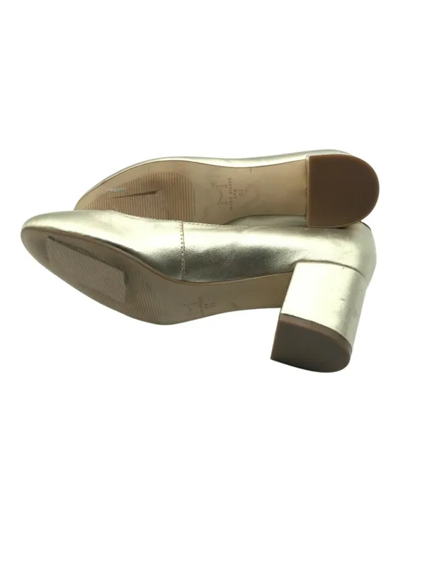 Marc Fisher Block Heels Closed Toe Slip On Leather Gold Size 6 - Image 6