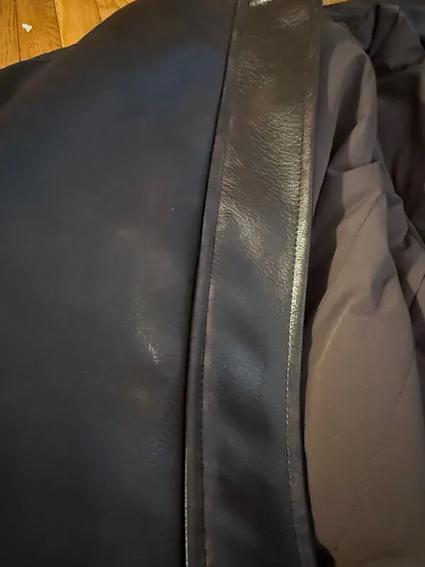 WeWoreWhat Dark Brown faux vegan Leather Bomber Jacket oversized zip moto XS - Image 16