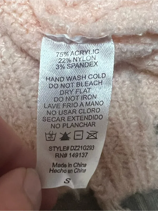 Double Zero Distressed Frayed Hem Cropped Cardigan Sweater Peach Pink Small - Image 4