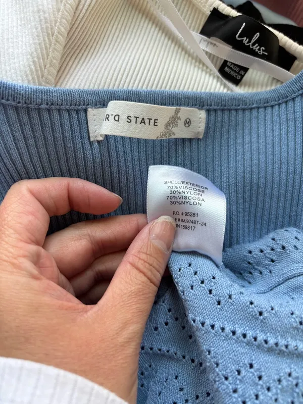 Altar'd State Blue Knit Long Sleeve Milkmaid Top - Image 6