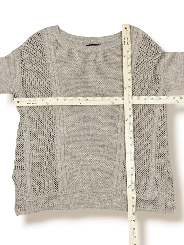 American Eagle Multi Knit‎ Lightweight Cotton Wool Blend Sweater Tan Medium - Image 11