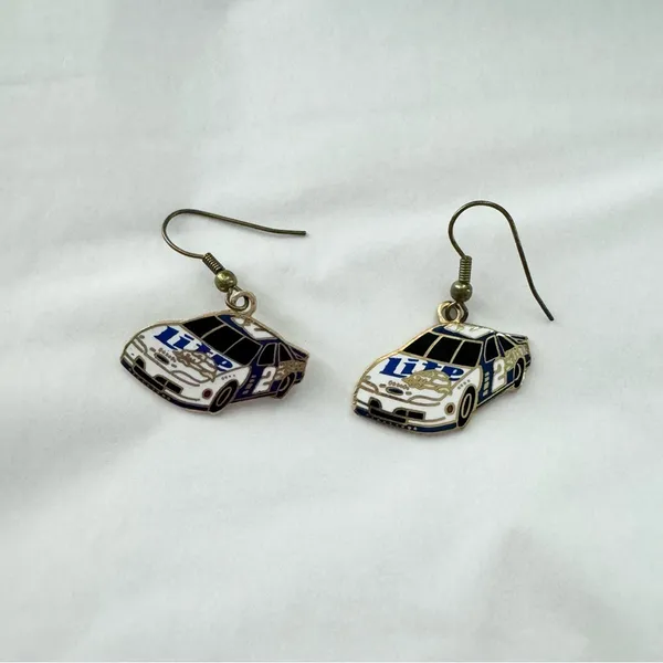 Vintage NASCAR 2 Rusty Wallace Miller Lite Car dangle earrings - Image 3