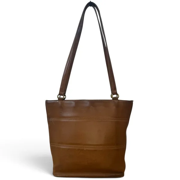 Vintage 90's Coach 9093 Tribeca Shopper Zip Top Tote Bag Y2K British Tan Leather - Image 13