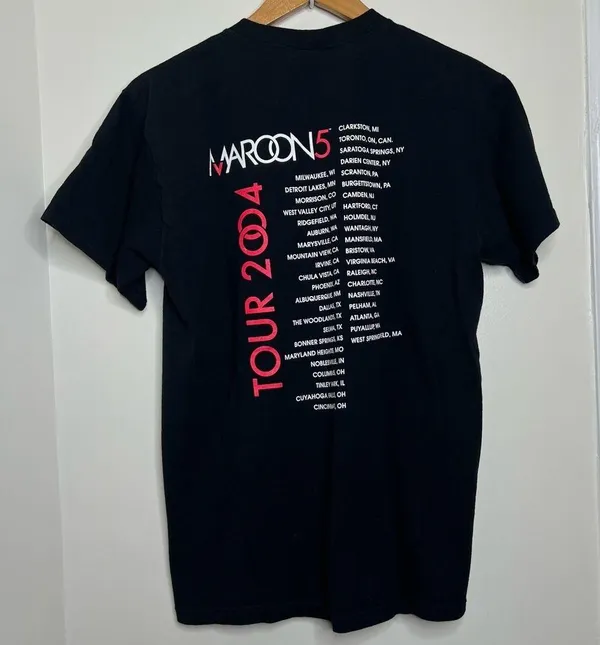 Fruit of the Loom Vintage 2004 Y2K Maroon 5 Concert T Shirt Double Sided Unisex Medium FLAWS - Image 5