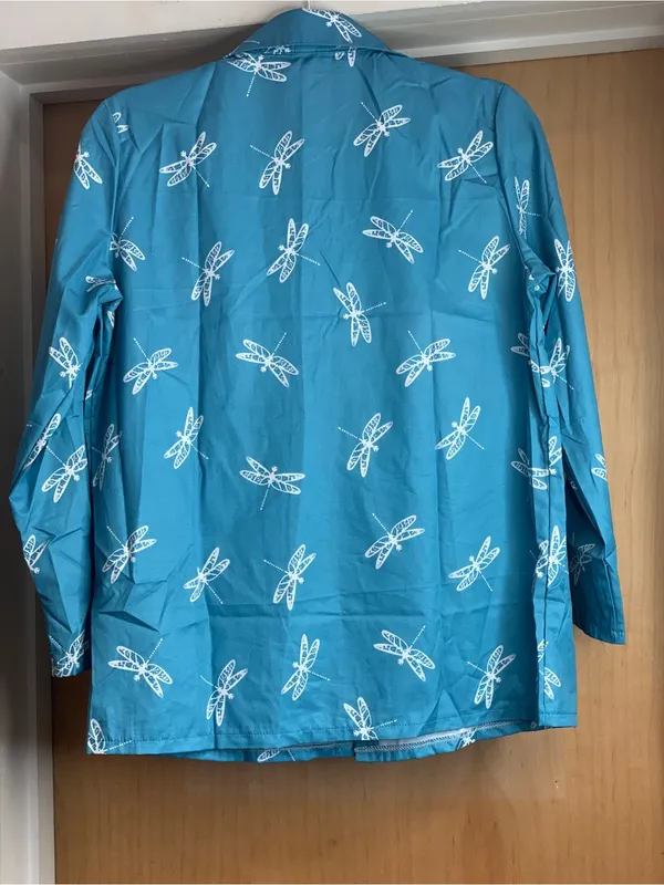 Amazon Sky Blue Dragonfly Print Button-Up Shirt - Size-Medium Naturecore - Image 3