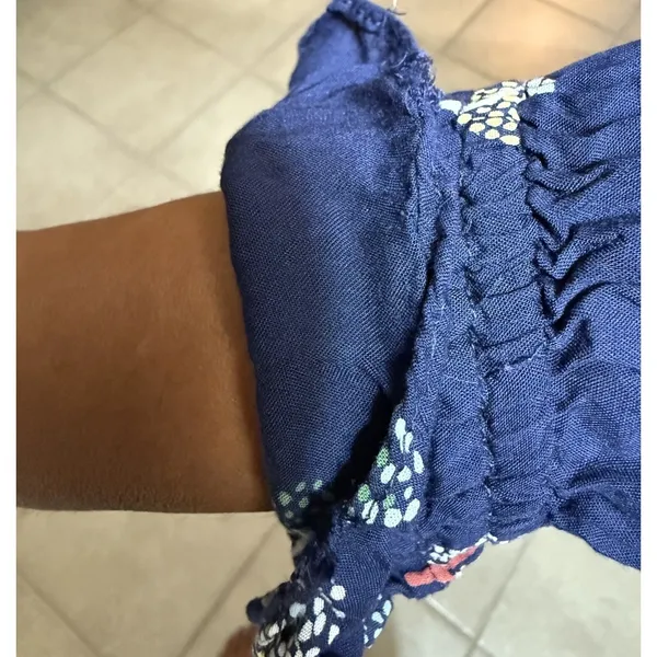 Anthropologie Maeve Fredericka Button Down Top Sz 2 Trees Navy - Image 9