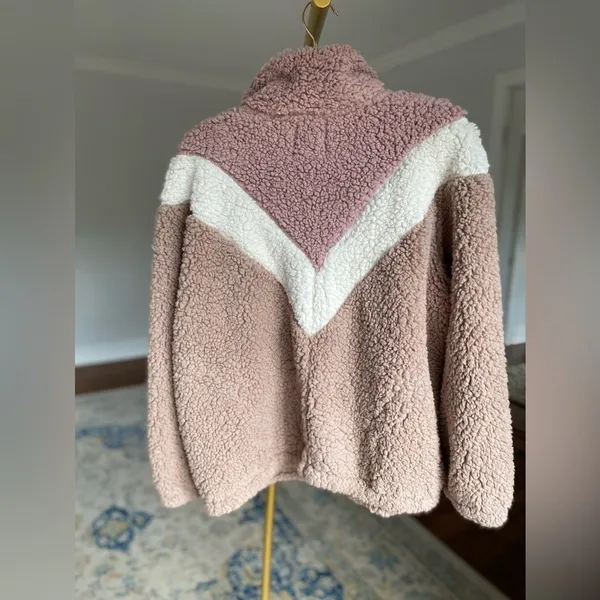 Nine‎ West Pullover Sweater Cozycore Valentines Sherpa Teddy Soft Zip Fluffy - Image 4