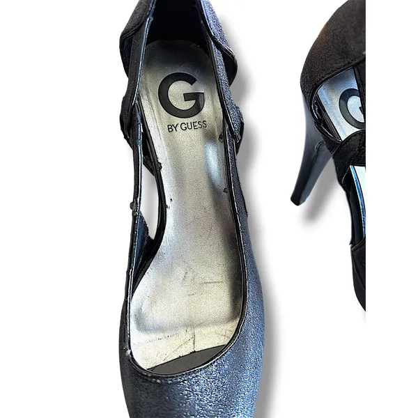 G by Guess Platform Pumps Womens‎ Black Good Glitter Peep Toe Heels Size 7.5 - Image 10