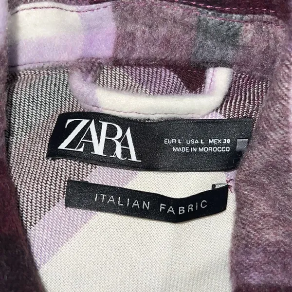 ✨HP✨Zara purple plaid cropped shacket over shirt✨ - Image 8
