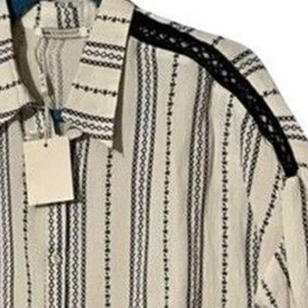 Nina Kaufman Top Womens M Long Sleeve Blouse Floral Embroidered Linen Vintage - Image 6