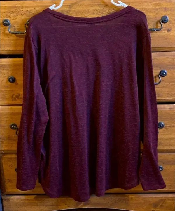 Faded Glory Long Sleeve Blouse Size 2XL Burgundy & black Blend - Image 2