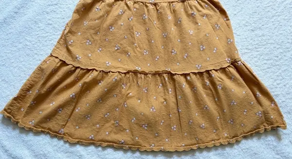 Aeropostale Floral Mini Dress - Mustard Yellow Tiered Babydoll Boho Sundress - Image 2