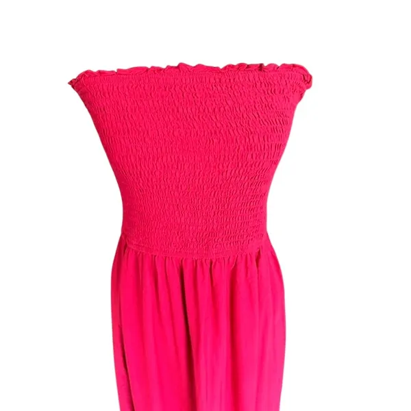 ZESICA Smocked Waist Maxi Dress Maroon Pink Boho Flowy size Large - Image 3