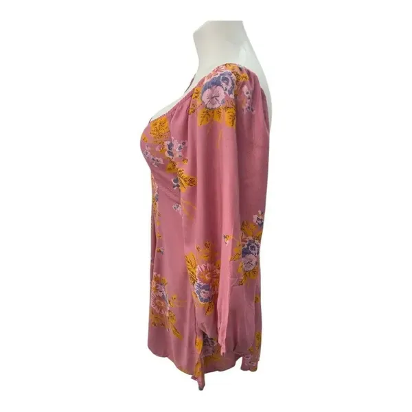 Free People Pink Floral Francesca Balloon Sleeve Mini Dress - Image 2