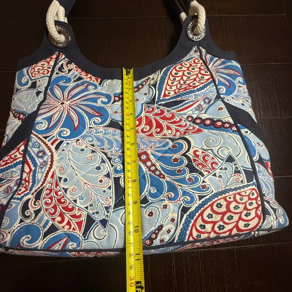 VTG Vera Bradley Seaside Anchor Tote Bag Women Large Blue Paisley Quilted Rope - Image 3
