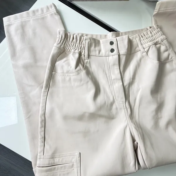NWOT Shinestar Cream Faux Leather High Waist Cargo Pants L⁠🎀 - Image 8