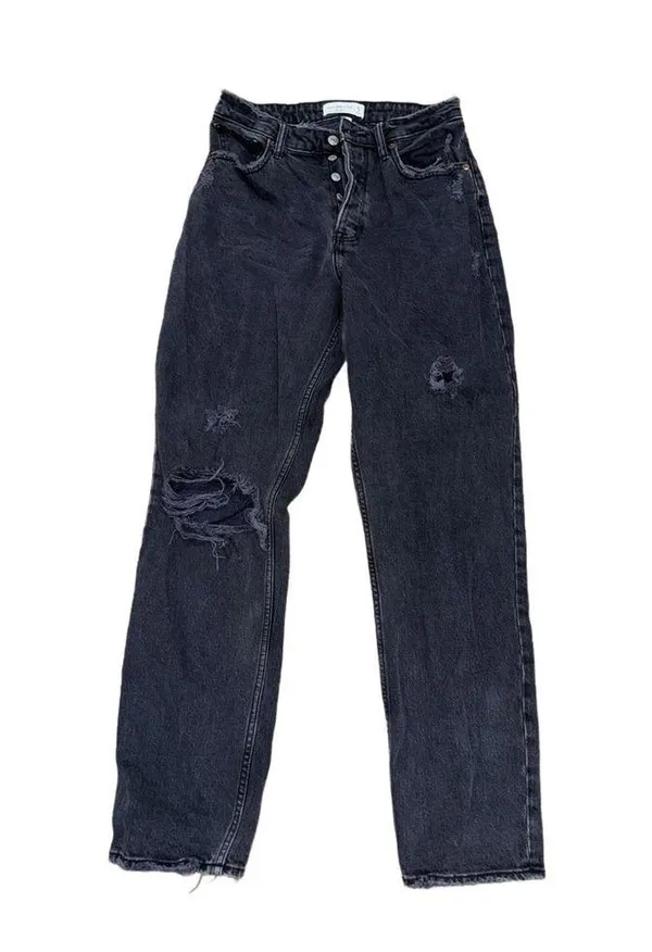 Size 27/4R Curve Love High Rise Dad Jeans Black Distressed - Image 2
