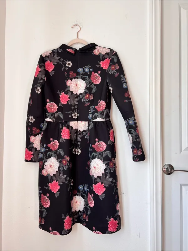 NWOT Erin Fetherston Black Floral Cocktail Dress Women's Size‎ 10 Romantic Party - Image 2