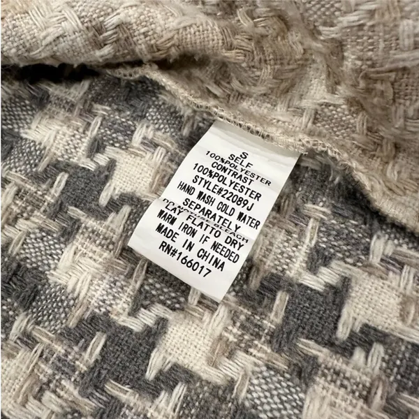 blue b collection houndstooth button up cropped colorblock tan grey shacket - Image 5