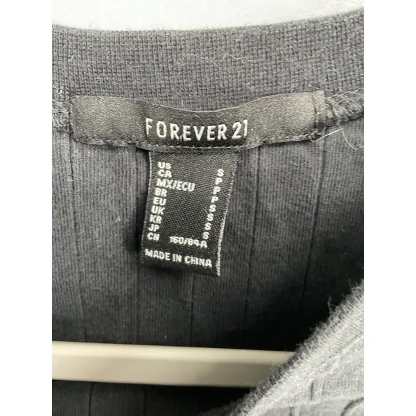 Forever 21 Womens Crop Top Ribbed Short Sleeve Crew Neck Black S - Image 4