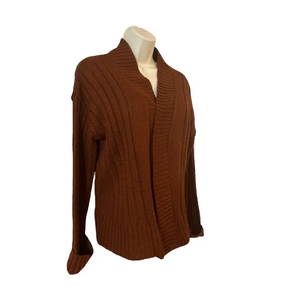 Womens Full Circle Trends Knit Open Cardigan - L Brown - Image 2