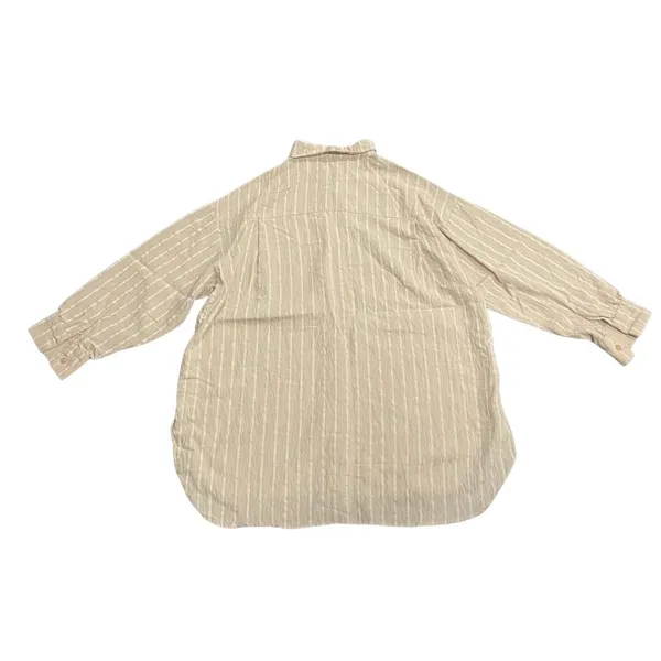 HELLIE Oversized Relaxed Fit Stripped Button Down Long Sleeve Shirt SZ S Casual - Image 2