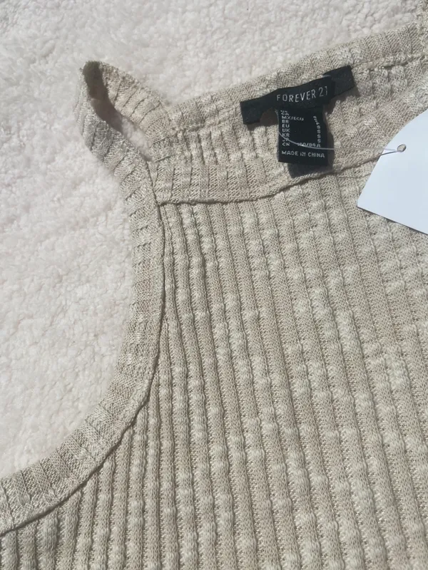 Forever 21 Beige Nude Ribbed Tank Top - Image 3