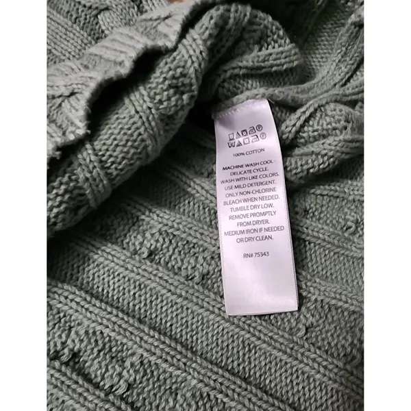 Sincerely Jules Womens Sage Green Cable‎ Knit Cropped Sweater XL - Image 3